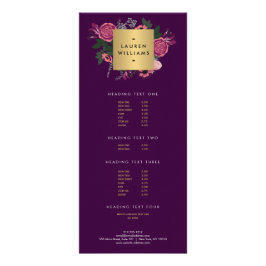 ダークパープルヴィンテージモダンフローラモチーフデザイナー ラックカード