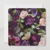 ダークパープルヴィンテージロマンチック結婚フローラ セーブザデート (裏面)