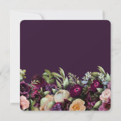 ダークパープルヴィンテージロマンチック結婚フローラ セーブザデート (裏面)