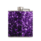 ダークパープル光沢フェイクのあるグリッタースパークルズモノグラム フラスク (裏面)