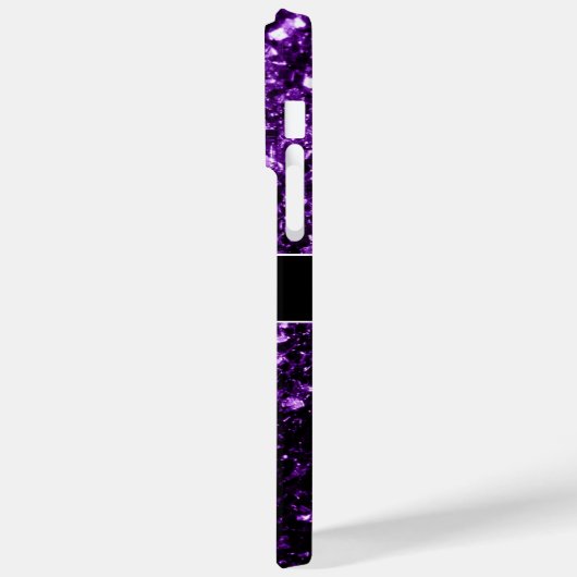 ダークパープル光沢フェイクのあるグリッタースパークルズモノグラム Case-Mate iPhoneケース (裏面 / 左)