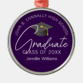 ダークパープル大学院カスタム卒業式クリスマス メタルオーナメント (正面)