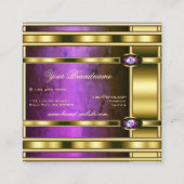ダークパープル大理石パターンを使用した高級金ゴールドエフェクト スクエア名刺 (裏面)