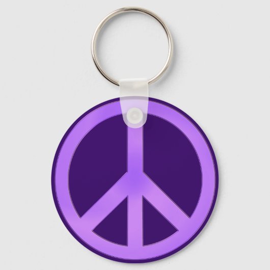 ダークパープル平和サインのラベンダー キーホルダー (正面)