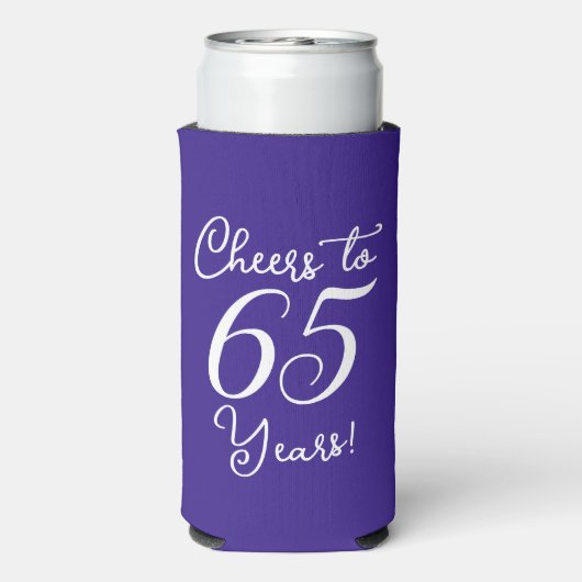 ダークパープル応援65歳65歳の誕生日パーティー スリム缶クーラー (Seltzer裏面)