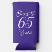 ダークパープル応援65歳65歳の誕生日パーティー スリム缶クーラー (裏面)