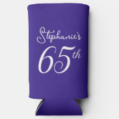 ダークパープル応援65歳65歳の誕生日パーティー スリム缶クーラー (正面)