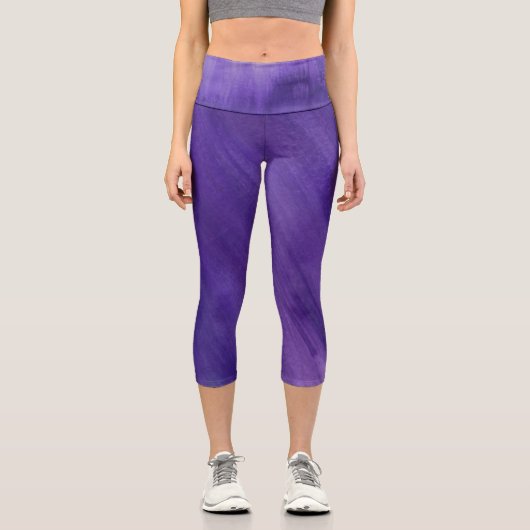 ダークパープル抽象芸術アー絵を描ト カプリレギンス (正面)