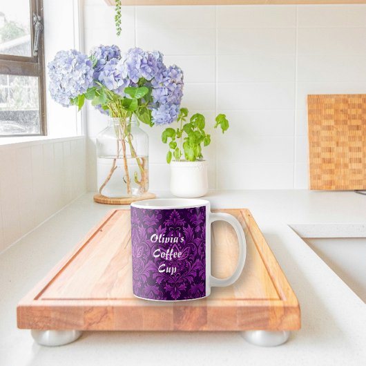 ダークパープル数々のブロケード（パターン） コーヒーマグカップ