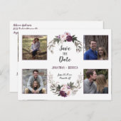 ダークパープル梅の牡丹の写真日付を保存 案内ポストカード (正面/裏面)