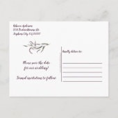 ダークパープル梅の牡丹の写真日付を保存 案内ポストカード (裏面)