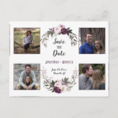 ダークパープル梅の牡丹の写真日付を保存 案内ポストカード (正面)