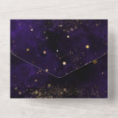 ダークパープル水彩黒魔術的金ゴールド結婚ズ オールインワン招待状 (裏面)