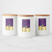 ダークパープル波状金ゴールドロゴモノグラム製品ラベル フードラベル (ボトル)