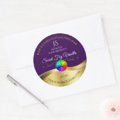 ダークパープル波状金ゴールドロゴモノグラム製品ラベル ラウンドシール (封筒)