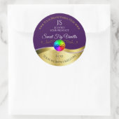 ダークパープル波状金ゴールドロゴモノグラム製品ラベル ラウンドシール (バッグ)