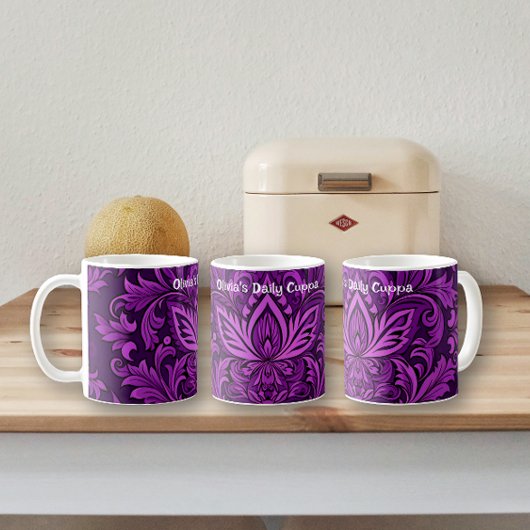 ダークパープル独身のブロケード（パターン） コーヒーマグカップ