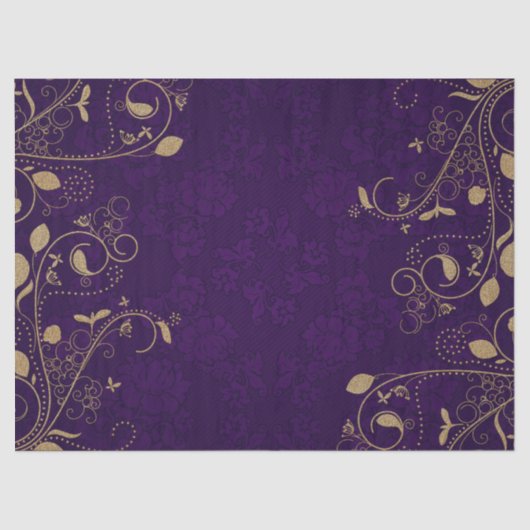 ダークパープル王室のと金ゴールド・スクロールの切り離 薄葉紙 (正面)
