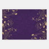 ダークパープル王室の(金ゴールドスクロール付き) ラッピングペーパーシート (正面2)