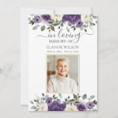 ダークパープル白フローラ写真葬儀記念館 サンキューカード (正面)