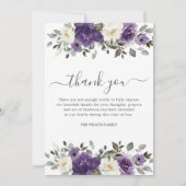 ダークパープル白フローラ写真葬儀記念館 サンキューカード (裏面)