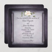 ダークパープル結婚のスクロール 招待状 (正面/裏面)