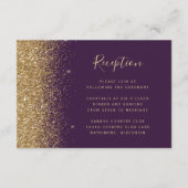 ダークパープル金ゴールドグリッターウェディングレセプション エンクロージャーカード (正面)