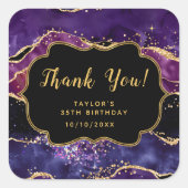 ダークパープル金ゴールドシークインズアゲイト誕生日サンキューユナイテッド スクエアシール (正面)