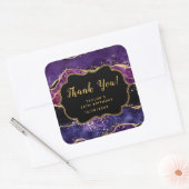 ダークパープル金ゴールドシークインズアゲイト誕生日サンキューユナイテッド スクエアシール (封筒)