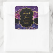 ダークパープル金ゴールドシークンズAgate Business Thank You スクエアシール (バッグ)