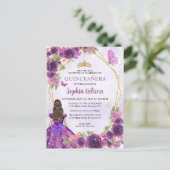 ダークパープル金ゴールドフローラプリンセスキンセアニラ インビテーションポストカード (スタンド正面)