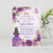 ダークパープル金ゴールドフローラプリンセスキンセアニラ 招待状 (スタンド正面)