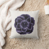 ダークパープル開花植物芸術デザイン クッション (ブランケット)