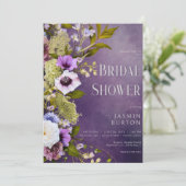 ダークパープル&セージフローラモダンブライダルシャワー 招待状 (スタンド正面)