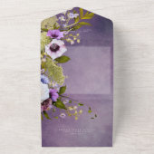 ダークパープル&セージ緑フローラモダンnoディナー オールインワン招待状 (外側)