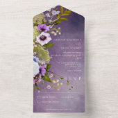 ダークパープル&セージ緑フローラモダンnoディナー オールインワン招待状 (内側)