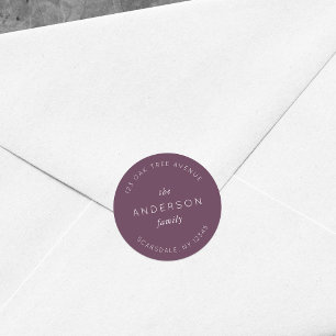 ダークパープル ファミリー ネーム 返送先住所 モダン ラウンドシール