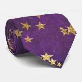 ダークパープル(金ゴールド星) ネクタイ (ロール)