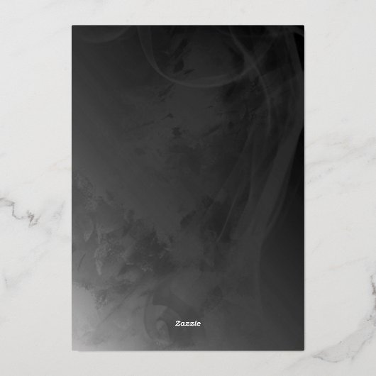 ダークビクトリアングレーと金ゴールドアクセント日付を保存 箔招待状 (裏面)