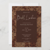 ダークビクトリアンブルガンディダマスクブライダルルンチョン 招待状 (正面)