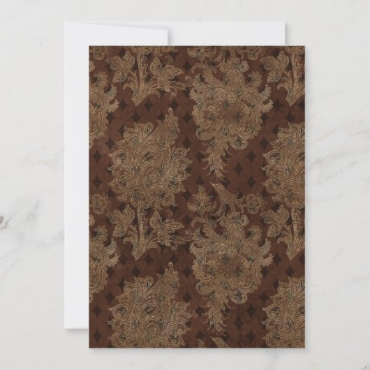 ダークビクトリアンブルガンディダマスクブライダルルンチョン 招待状 (裏面)