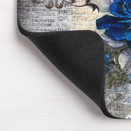 ダークビクトリアンブルーバラエフェメラモノグラム マウスパッド (コーナー)