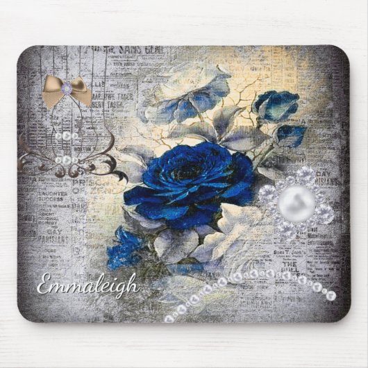 ダークビクトリアンブルーバラエフェメラモノグラム マウスパッド (正面)