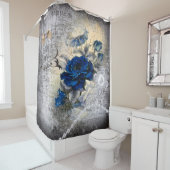 ダークビクトリアンブルーバラエフェメラル シャワーカーテン (インサイチュ)