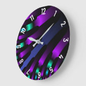 ダークビューティフルカラーのネオン白熱［赤熱］光を放つリボンストライプ ラージ壁時計 (傾斜)