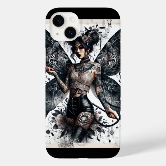 ダークビューティー ゴシック アジアン フェアリー タトゥー & ムチ Case-Mate iPhoneケース (裏面)