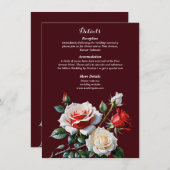 ダークピかわいらしンク白い赤いバラのフローラ結婚ズ エンクロージャーカード (正面/裏面)