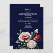 ダークピかわいらしンク白い赤いバラのフローラ結婚ズ エンクロージャーカード (正面/裏面)