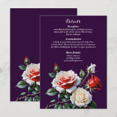 ダークピかわいらしンク白い赤いバラのフローラ結婚ズ エンクロージャーカード (正面/裏面)