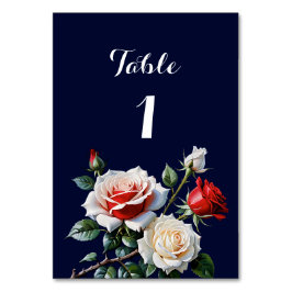 ダークピかわいらしンク白い赤いバラのフローラ結婚ズ テーブルナンバー